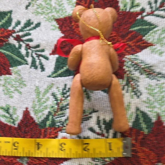 Vintage Jointed Porcelain Posable Chrismas Holiday Teddy Bear Ornaments Brown 3 - Picture 9 of 10